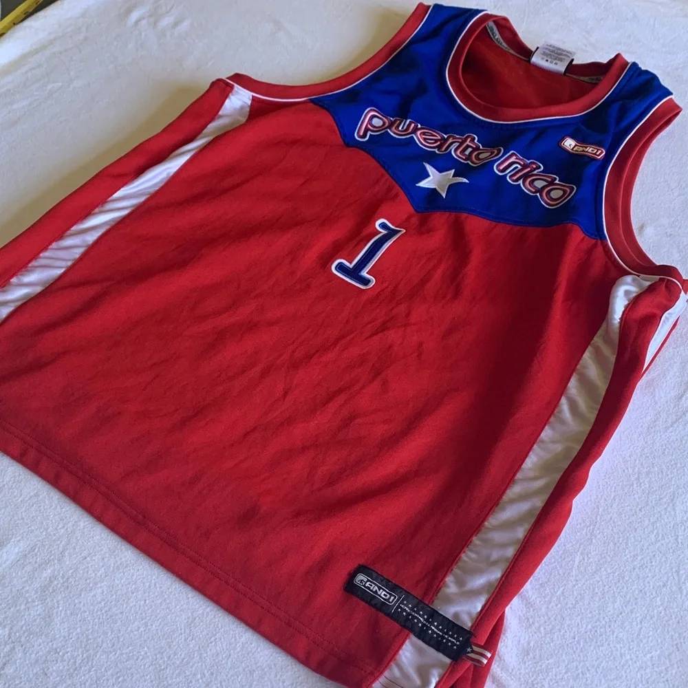 And1 Puerto Rico Basketball Jersey - Red, Blue, and White - Picture 2 of 9